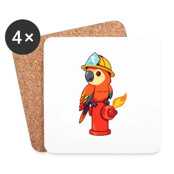 Chirpy Construction Hero with Gemstone Treasure - Coasters (set of 4) - white - Front