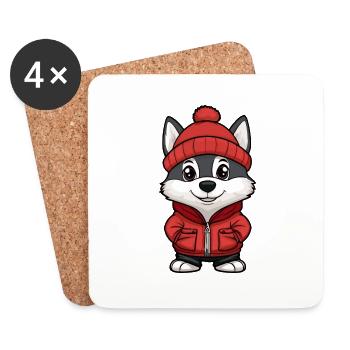 Husky Dog Stylish - Coasters (set of 4) - white - Front