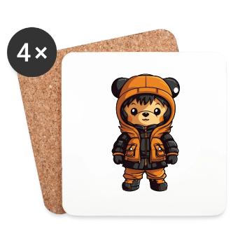 Bear Winter Comic - Coasters (set of 4) - white - Front