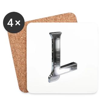 Chrome ,, L " Metallic - Untersetzer (4er-Set) - Weiß - Vorne
