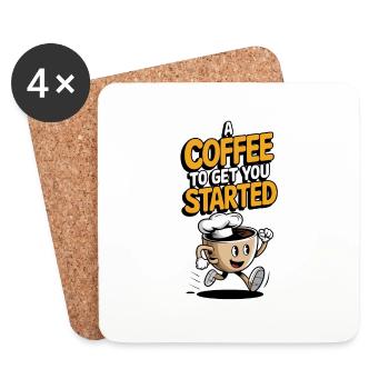 un café pour debuter la journée - Dessous de verre (lot de 4) - blanc - Devant