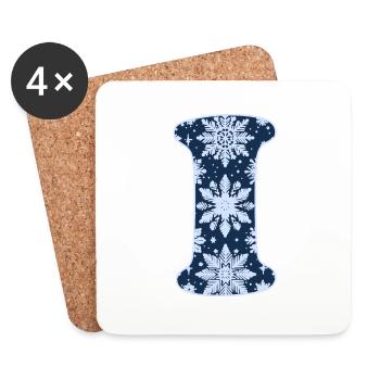 Buchstabe I Schneeflocken - Untersetzer (4er-Set) - Weiß - Vorne