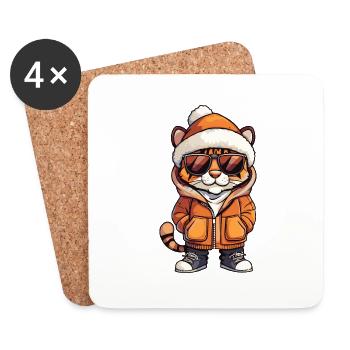 Tiger Winter - Untersetzer (4er-Set) - Weiß - Vorne