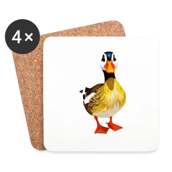 Canard amusant en détail – Design d’animal coloré - Dessous de verre (lot de 4) - blanc - Devant