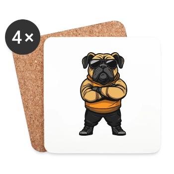 bulldog hund cartoon - Untersetzer (4er-Set) - Weiß - Vorne