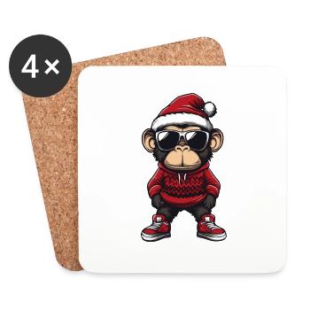 Monkey Christmas Comic Cool - Coasters (set of 4) - white - Front