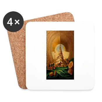 Sapin de Noël doré avec la Tour Eiffel dorée - Dessous de verre (lot de 4) - blanc - Devant