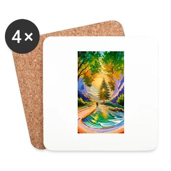 Living Nature Walk Painting Vibrant Nature - Coasters (set of 4) - white - Front