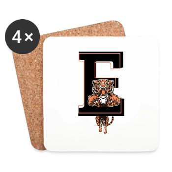 Buchstabe E Tiger - Geschenkidee - Untersetzer (4er-Set) - Weiß - Vorne