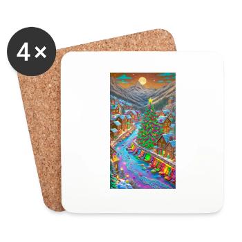 Weihnachtstage Dorf Christmas Days Village - Coasters (set of 4) - white - Front