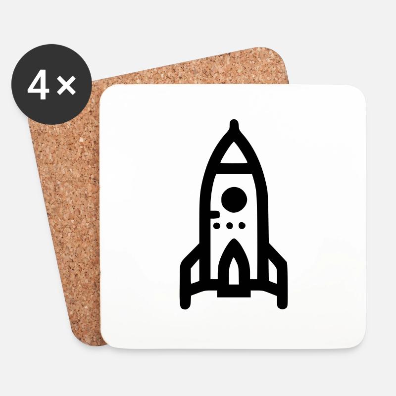 Rakete - Untersetzer (4er-Set) - Weiß