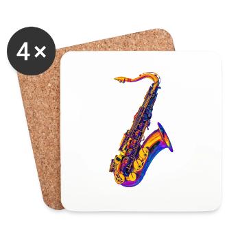 Saxophon - Untersetzer (4er-Set) - Weiß - Vorne