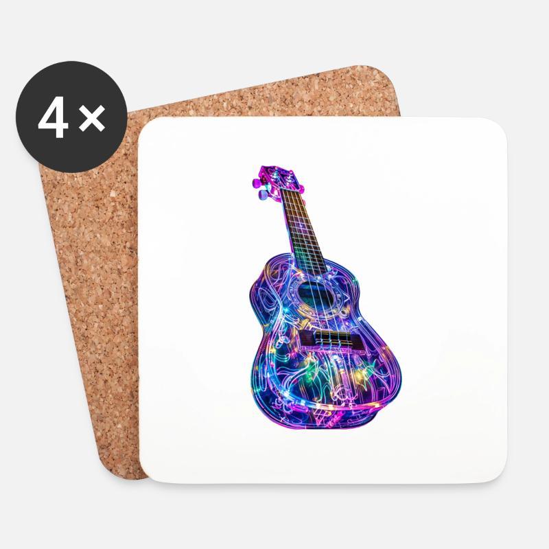 Ukulele - Untersetzer (4er-Set) - Weiß