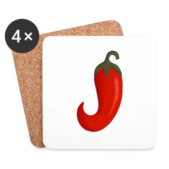 hot chili pepper - Coasters (set of 4) - white - Front