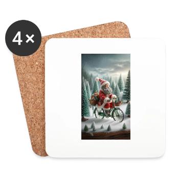Père Noël - Dessous de verre (lot de 4) - blanc - Devant