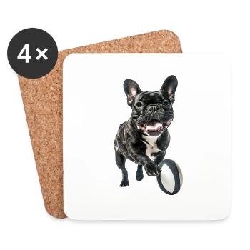 Französische Bulldogge - Untersetzer (4er-Set) - Weiß - Vorne