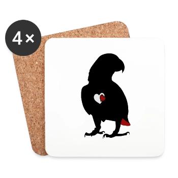 African grey parrot heart - Coasters (set of 4) - white - Front