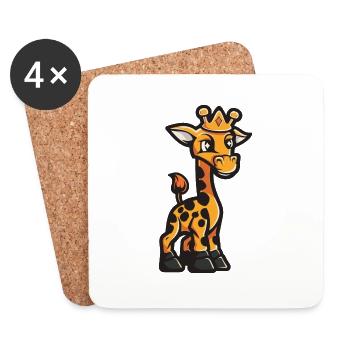 Girafe Cartoon Couronne - Dessous de verre (lot de 4) - blanc - Devant