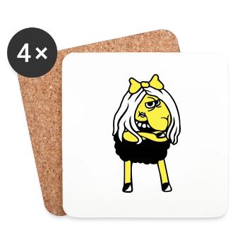 mouton noir fille femme goth emo fille jolie - Dessous de verre (lot de 4) - blanc - Devant