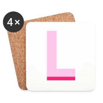 Pop und moderner rosa Buchstabe l - Untersetzer (4er-Set) - Weiß - Vorne