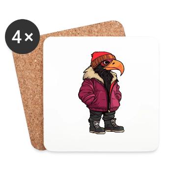 Harpy Bird Funny Winter - Coasters (set of 4) - white - Front