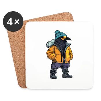 Raven Crow Funny Winter - Coasters (set of 4) - white - Front