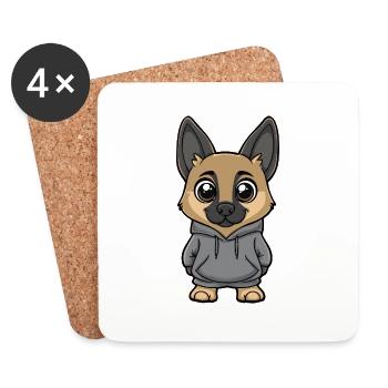 German Shepherd Dog Funny - Coasters (set of 4) - white - Front