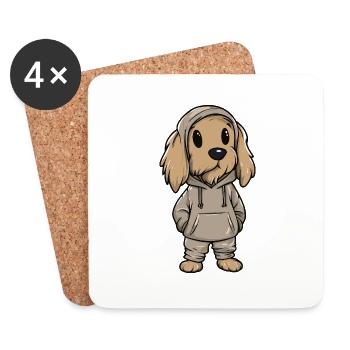 Chien de chasse afghan drôle - Dessous de verre (lot de 4) - blanc - Devant