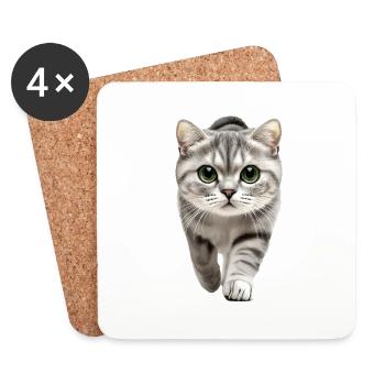 Schottische Faltohrkatze - Untersetzer (4er-Set) - Weiß - Vorne