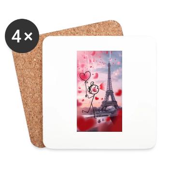 Bâton amour Paris - Dessous de verre (lot de 4) - blanc - Devant