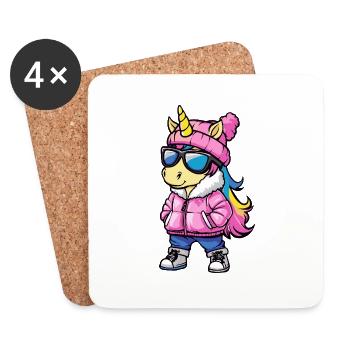 Licorne Bande dessinée cool - Dessous de verre (lot de 4) - blanc - Devant