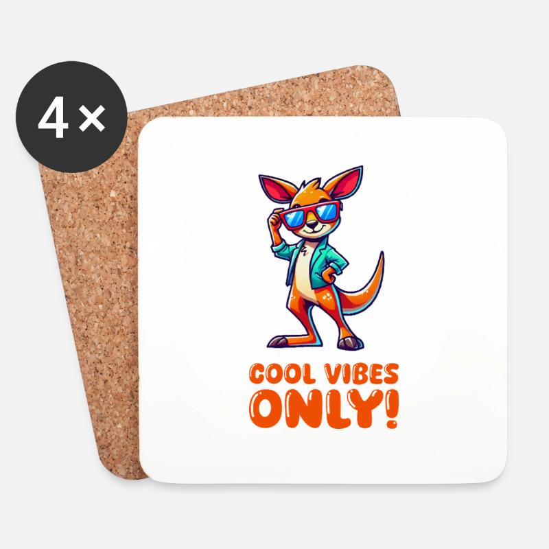 Kangaroo Comic Sonnenbrille - Untersetzer (4er-Set) - Weiß