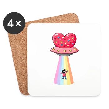 Valentine's Day UFO Abduction - Coasters (set of 4) - white - Front