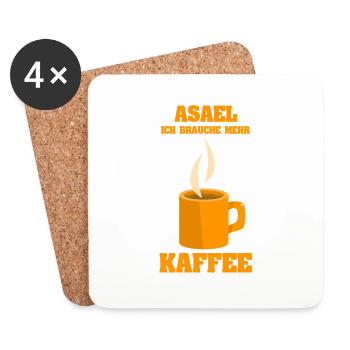 Café Asael - Dessous de verre (lot de 4) - blanc - Devant