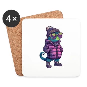 Chameleon Cool Comic - Untersetzer (4er-Set) - Weiß - Vorne