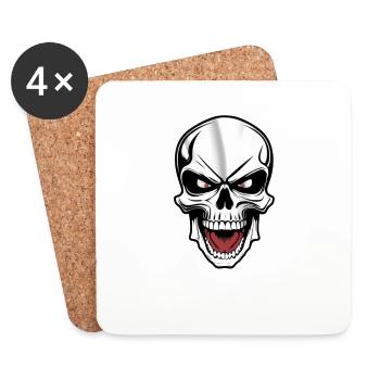 Rockmusik Totenkopf - Untersetzer (4er-Set) - Weiß - Vorne