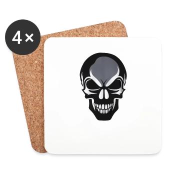 Rockmusik Totenkopf - Untersetzer (4er-Set) - Weiß - Vorne