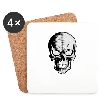 Crâne de musique rock - Dessous de verre (lot de 4) - blanc - Devant
