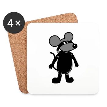 Souris Méchant Voleur Ninja Raid Voleur Cambrioleur - Dessous de verre (lot de 4) - blanc - Devant