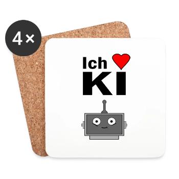 Ich liebe KI - Untersetzer (4er-Set) - Weiß - Vorne