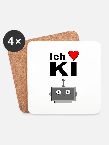 Ich liebe KI - Untersetzer (4er-Set) - Weiß
