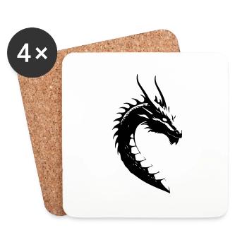 Long - Chinesischer Drache - Untersetzer (4er-Set) - Weiß - Vorne
