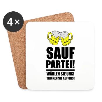 sauf partei - Untersetzer (4er-Set) - Weiß - Vorne