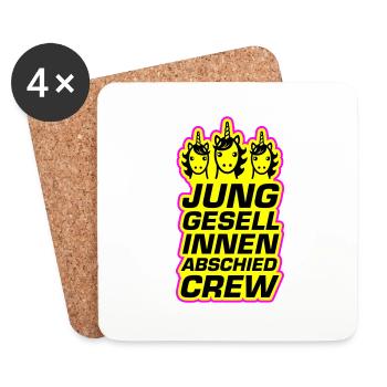 Junggesellinnenabschied Crew Einhorn Lustig - Untersetzer (4er-Set) - Weiß - Vorne