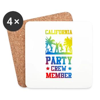 Équipe de fête californienne - Dessous de verre (lot de 4) - blanc - Devant