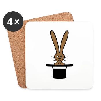 Lapin Chapeau Haut de forme Sorcier Lapin Sorcier Mignon - Dessous de verre (lot de 4) - blanc - Devant