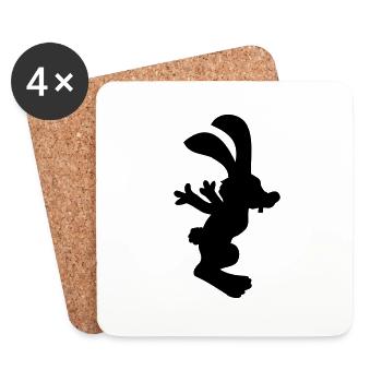 Bunny Jumping Hopping Bunny Funny Hopping Jumps Cool - Coasters (set of 4) - white - Front