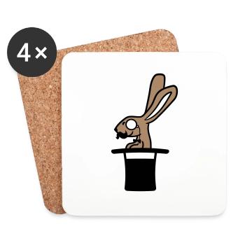 Sir Rabbit Monocle Glasses Beard Top Hat Wizard - Coasters (set of 4) - white - Front