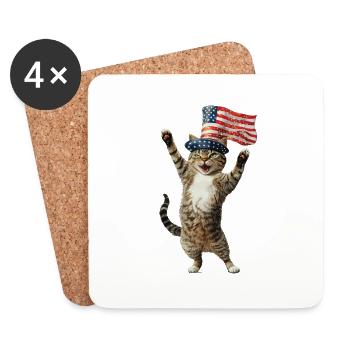Katze - Untersetzer (4er-Set) - Weiß - Vorne