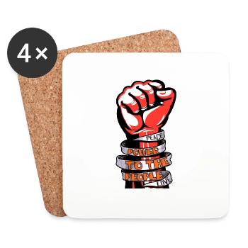 Le pouvoir au peuple - Fist Pump - Dessous de verre (lot de 4) - blanc - Devant